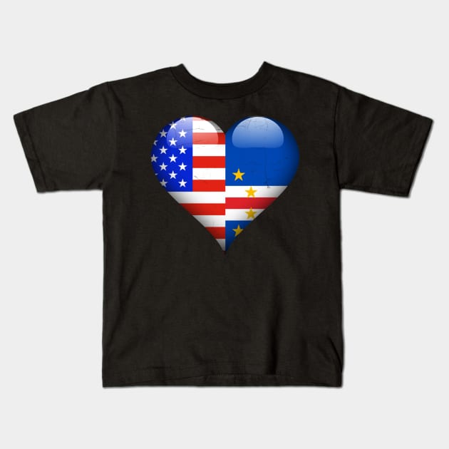 Half American Half Cape Verdean - Gift for Cape Verdean From Cape Verde Kids T-Shirt by Country Flags